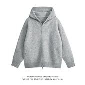 连帽毛衣男女老钱风情侣休闲针织衫 悟空有货美式 复古纯色拉链开衫