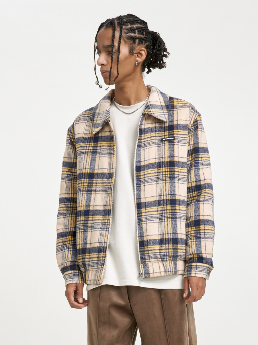 WUKONG HAS GOODS NATIONAL TIDE PLAID THICKENED WOOLEN JACKET MENS AUTUMN AND WINTER AMERICAN-STYLE LOOSE AND VERSATILE WARM COTTON CLOTHES AND COUPLES