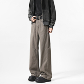 悟空有货潮牌纯色基础cleanfit直筒休闲裤 男复古宽松潮流百搭长裤