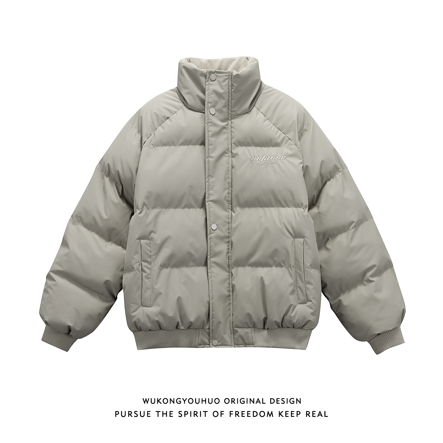 潮牌美式加厚立领棉服男女冬季