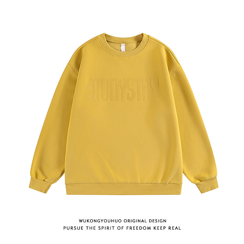 悟空有货潮牌秋季立体字母圆领卫衣男女复古宽松情侣休闲百搭上衣,男装,卫衣,淘宝优惠券,粉丝福利购,淘宝优惠卷