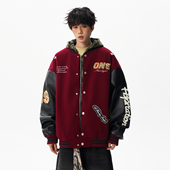 悟空有货潮牌美式 字母贴布刺绣棒球服夹克男嘻哈街头宽松情侣外套