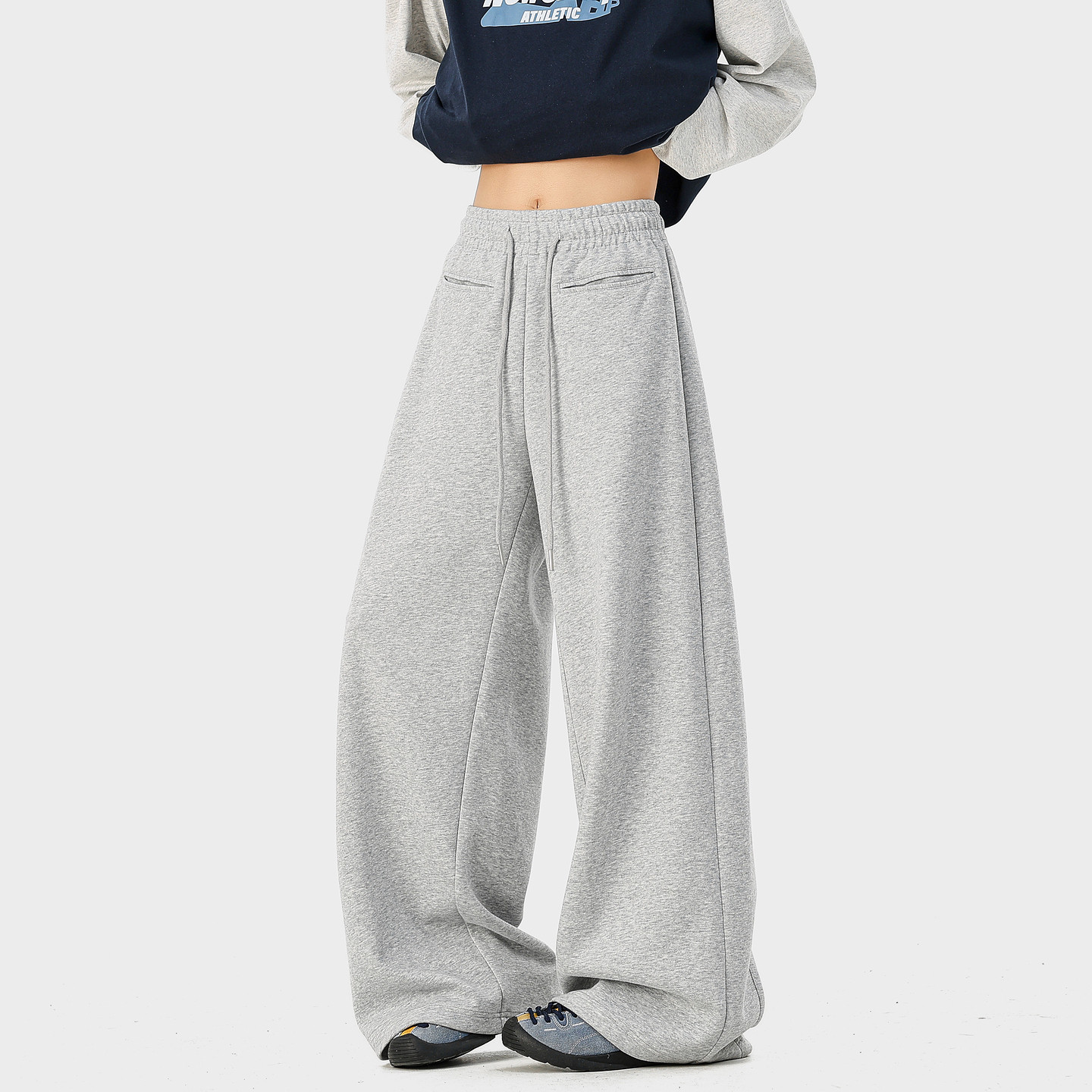 悟空有货潮牌美式简约纯色垂感运动卫裤男女宽松百搭阔腿休闲长裤,男装,休闲裤,淘宝优惠券,粉丝福利购,淘宝优惠卷