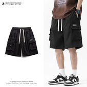 男潮牌宽松阔腿休闲百搭五分潮裤 悟空有货街头复古多口袋工装 短裤