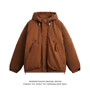悟空有货户外工装 潮牌情侣保暖百搭冲锋棉衣 加厚连帽棉服男女冬季