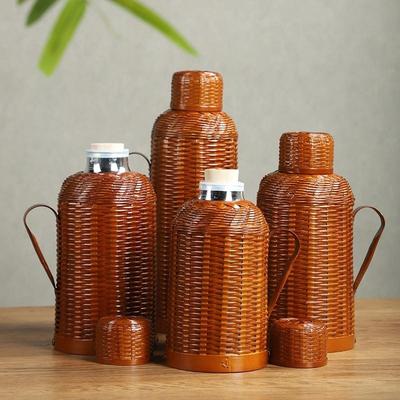 竹编热水瓶家用传统复古保温壶暖壶茶室大容量开水瓶玻璃内胆木塞