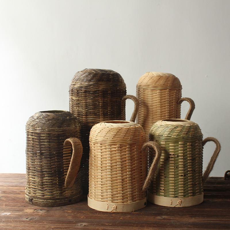 老式复古暖壶怀旧竹编热水瓶罩 茶室会所1.3升1.6升2升热水瓶壳