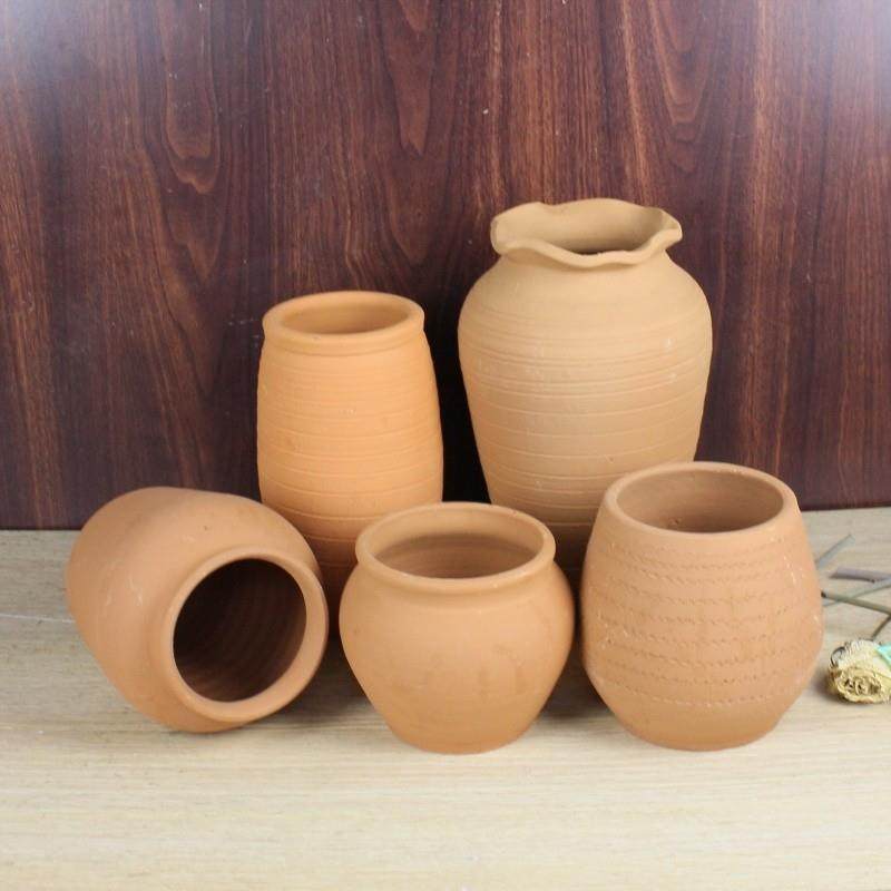 老式土陶盆粗陶陶罐花花器插干 干燥花花瓶覆古透气瓦罐坛子室内