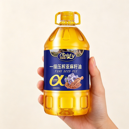 克妮斯汀一级纯亚麻籽油5L物理冷榨桶装家用炒菜油食用