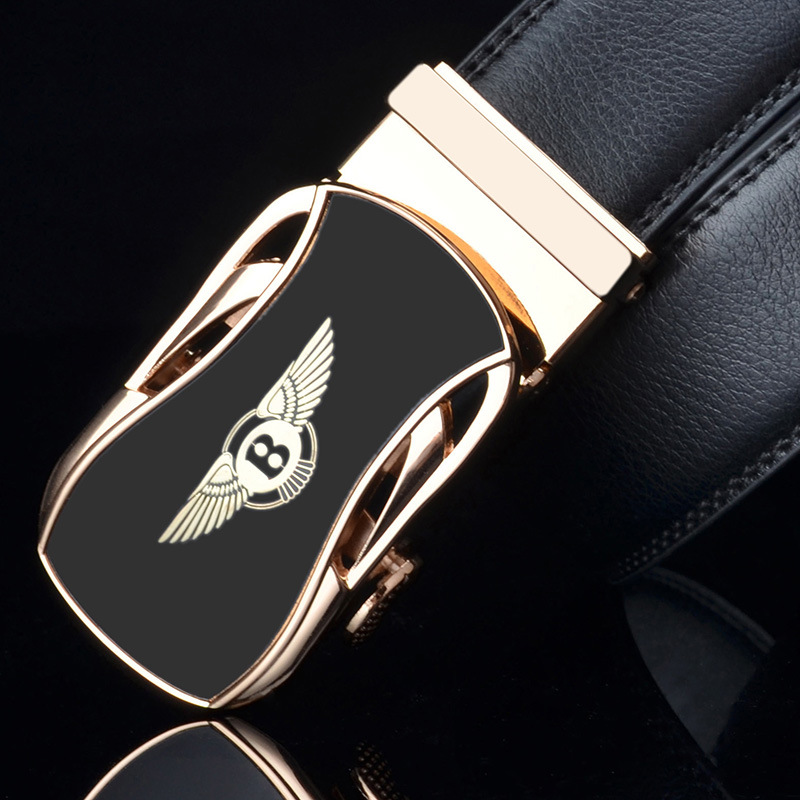 高端皮带发型师男士真牛皮带自动扣宾利腰带超长正装西裤酷炫腰带