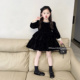 原创女童千金风闪闪丝绒加绒连衣裙2025冬季 新款 女孩高级感小黑裙