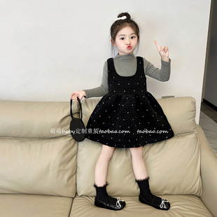 原创童装 连衣裙 女童闪闪丝绒背心裙2025秋冬儿童宝宝气质夹棉无袖