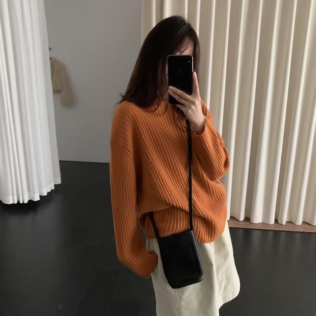 Letter To Myself-韩货坑条高领打底保暖毛衣