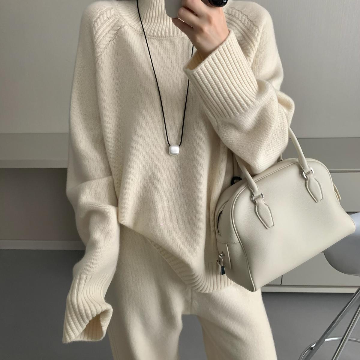 ATELIER BLANC情感家-意冬款松紧针织裤休闲裤（含100羊毛）