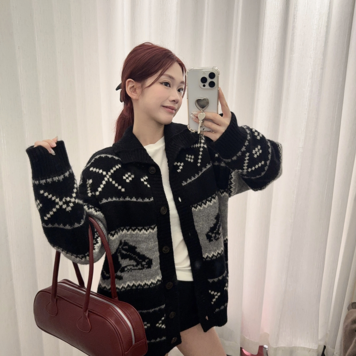 Kk.eleven-岛复古翻领羊毛开衫保暖毛衣（含4.2羊驼毛）