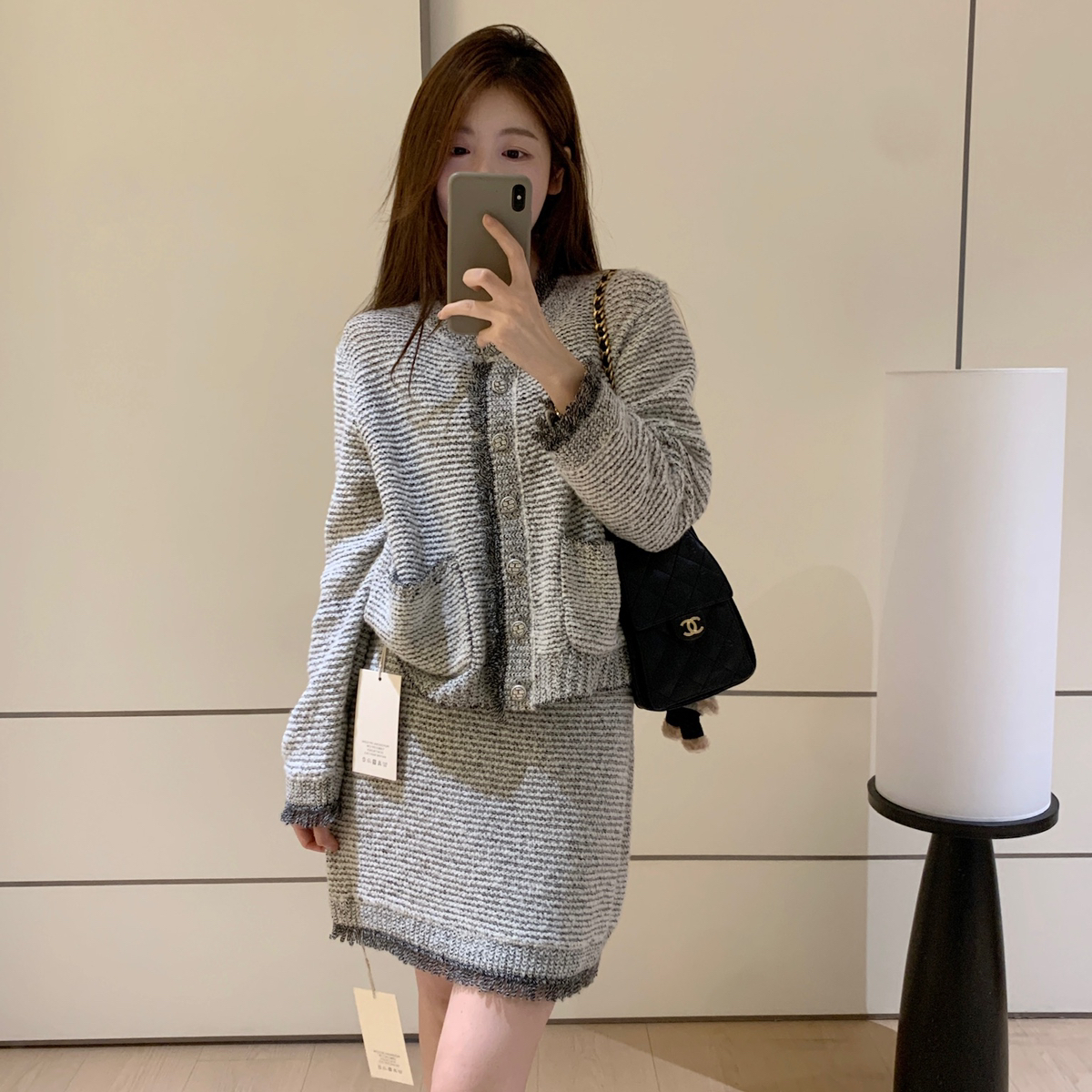 SANTA GROVE-香风宽松精致毛衣针织开衫半裙套装(含81羊毛)