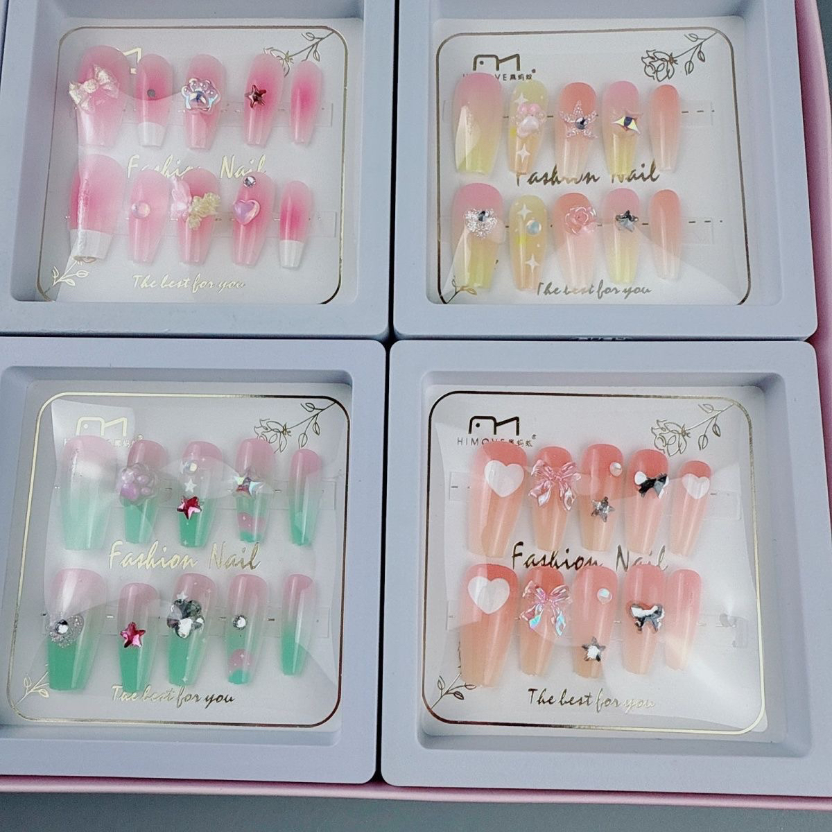 新莫奈艺术系列长款带钻穿戴甲少女文具店流行时尚小卖部装饰摆摊