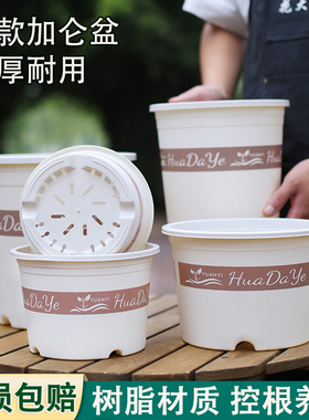 加厚耐用圆形花盆树脂控根养根简约透气多肉绿植盆三代白色加仑盆