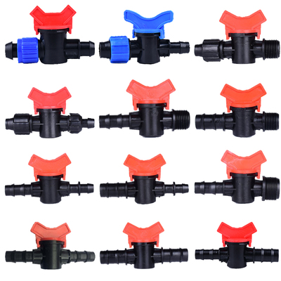 16PE20PE管双承插球阀外螺纹滴灌带配件20*4分6分外牙旁通阀门