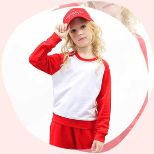 儿童春秋卫衣纯棉洋气中童秋衣外穿男童长袖t恤女童薄款红色上衣