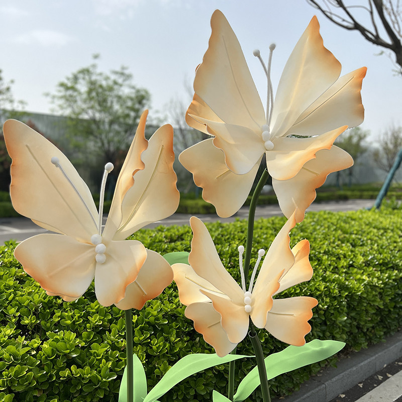 新款真丝蝴蝶花艺婚庆现场背景墙装饰户外橱窗布置立体仿真蝴蝶