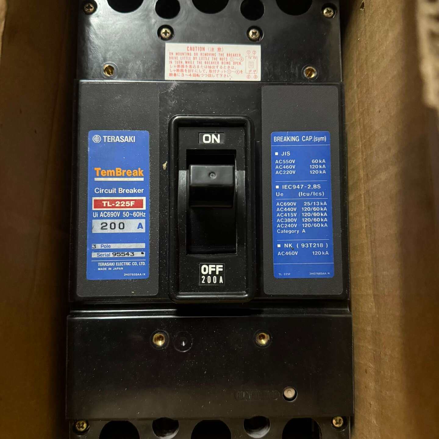 咨询TERASAKI TL-225F断路器，200A三相三极，议价