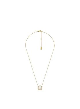 代购Fossil化石项链女士优雅简约百搭高贵金色贝母圆形吊坠金属