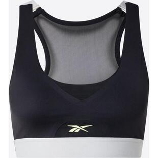 代购 Reebok锐步女士文胸聚拢支撑黑色网纱运动健身运动内衣爆款