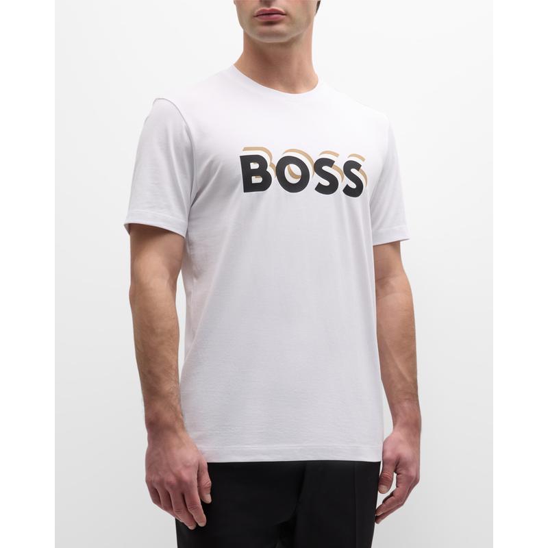 Boss 衬衫代购男士2024新款正品白色短袖时尚休闲Cotton-Stretch