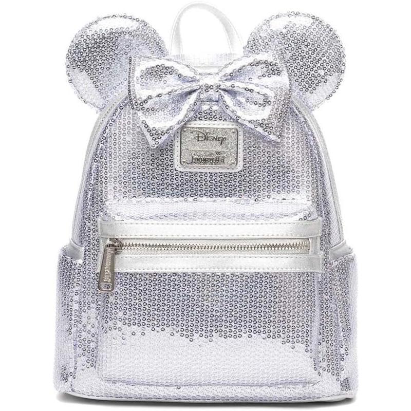 代购Loungefly双肩包收纳便捷日常携带轻便米妮鼠铂金亮片