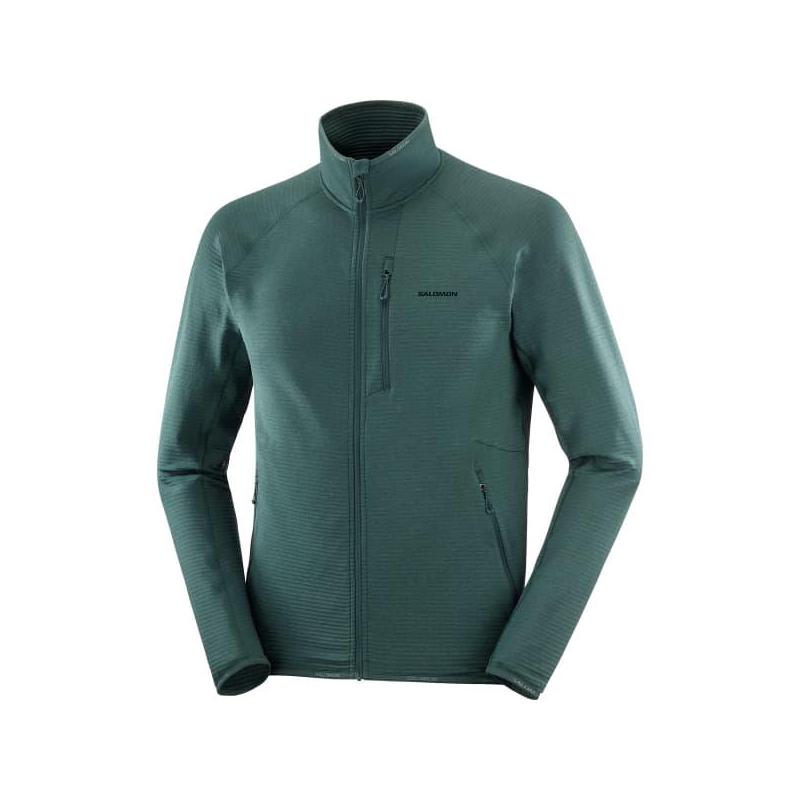 代购SALOMON萨洛蒙男士抓绒衣保暖透气弹性保暖衣立领长袖户外夹