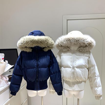 5werkwen 收腰小暖包|好比例 连帽毛领90白鸭绒收腰羽绒服外套