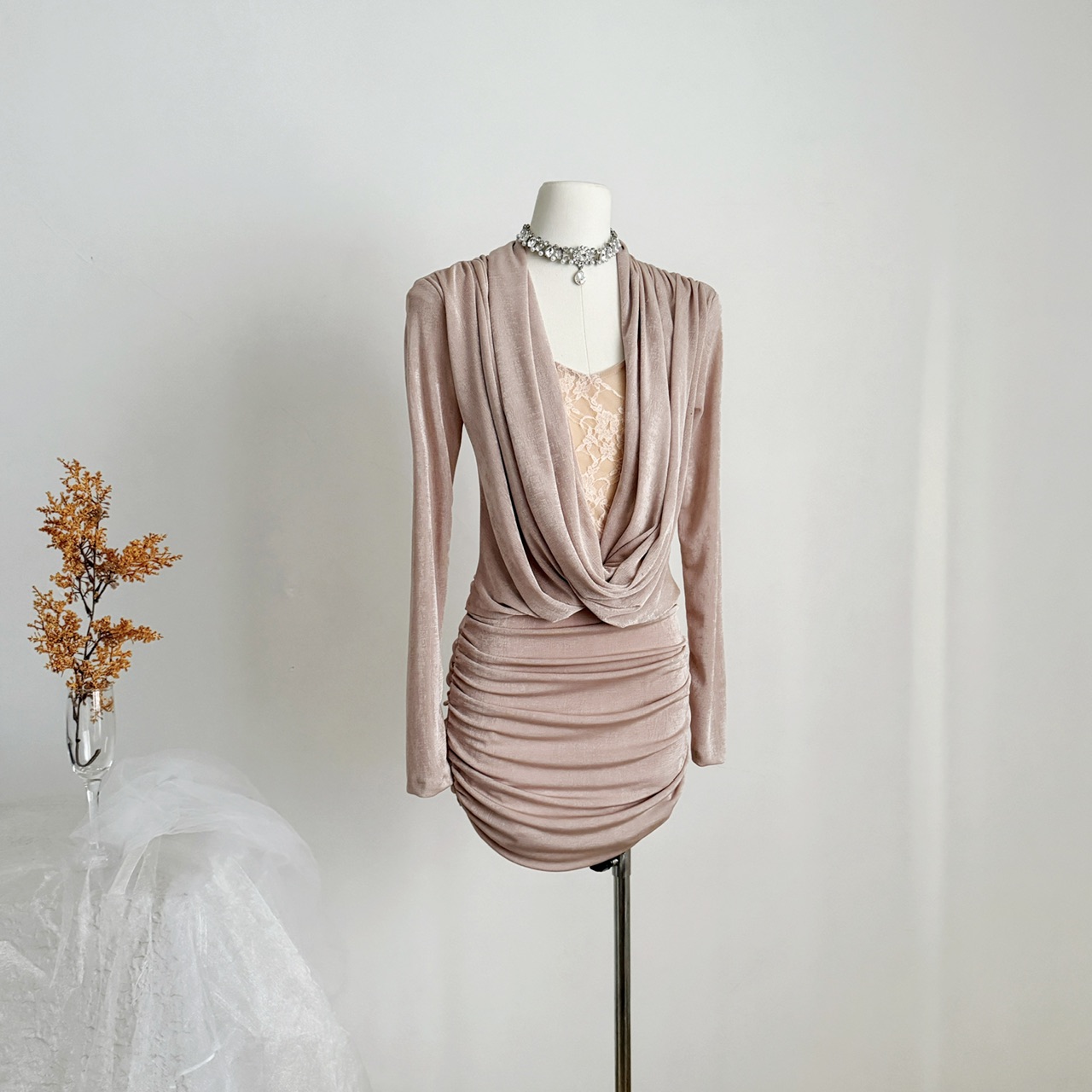 Hotdog 热狗很辣赫斯玫瑰 圣诞甜心 新年圣诞红色荡领连衣裙