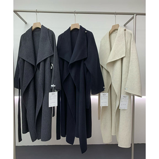 区区欧阳羊毛双面呢大衣女冬季加厚呢子宽松高级感中长款毛呢外套