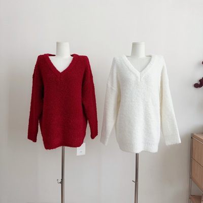 FBB limit秋冬新款温柔V领毛衣女24绵羊毛17羊驼毛混纺气质上衣