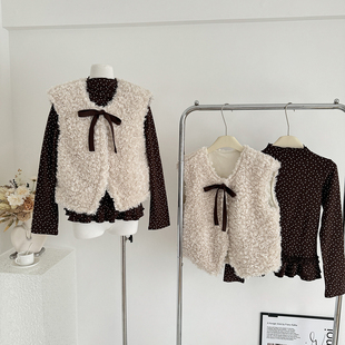 PtonUmi松野小姐 韩系百搭毛毛坎肩马甲背心女超好看叠穿上衣外套