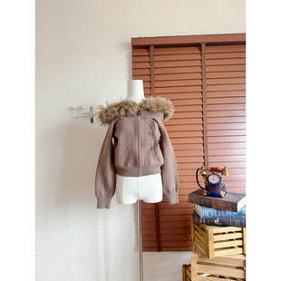 祁山明栗子/3MODE一字肩毛衣女复古美式辣妹上衣穿搭针织开衫秋装