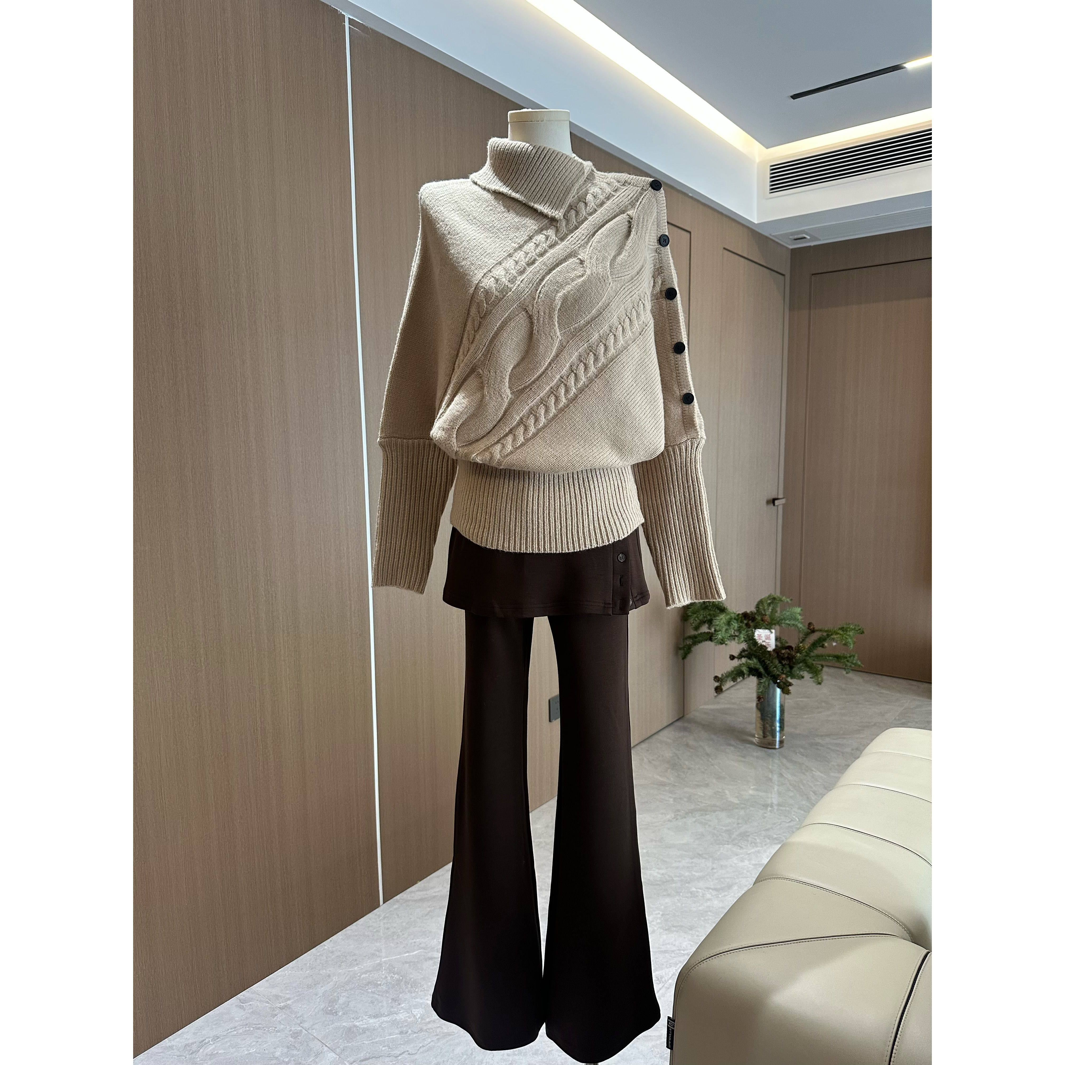 红人馆高领毛衣女秋冬慵懒高级感长袖上衣设计感超好看韩系针织衫