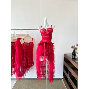 挚爱幻想~长款圣诞主题套裙 复古蕾丝包臀裙+拖尾