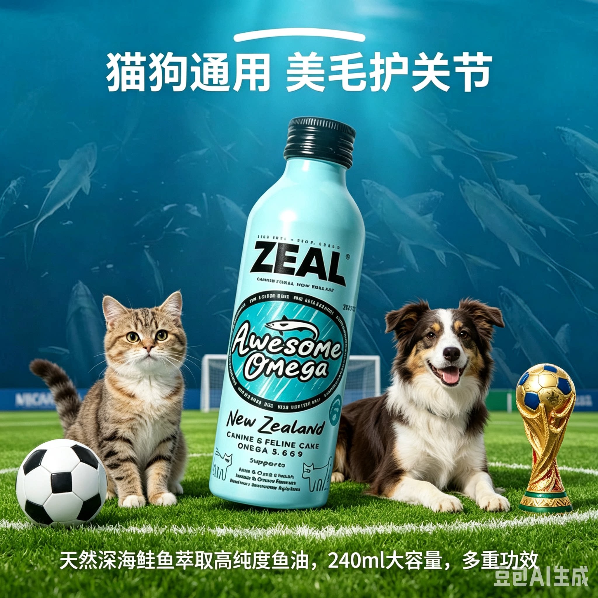 宠物鱼油猫用狗狗专用深海鳕鱼进口美毛护肤犬猫鱼油（带泵头）