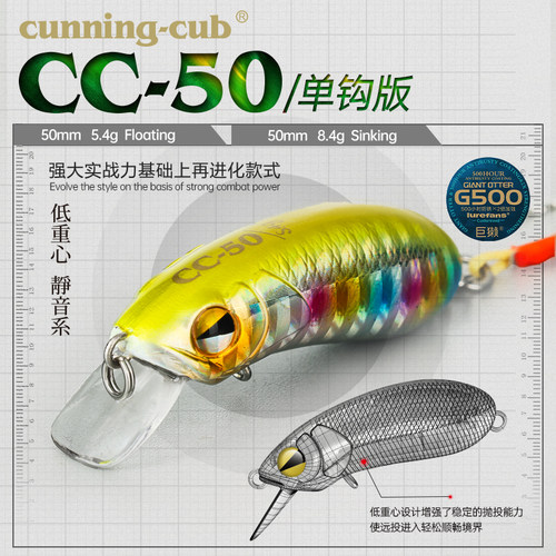 大河奔流Lurefans CC50羽毛单钩版米诺沉水浮水军鱼马口路亚假饵