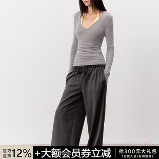 WOMEN 舒适薄透 V领长袖 天丝羊毛混纺 多色可选 针织衫 JCAESAR