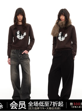 JCAESAR WOMEN 短款吉娃娃圆领毛衣 羊毛兔绒混纺 软糯针织 H型