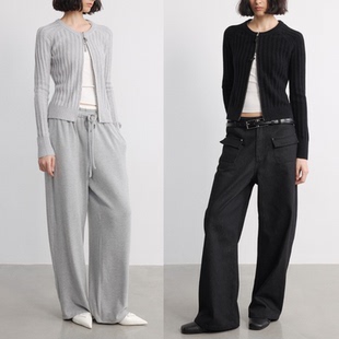 保暖修身 JCAESAR 羊毛羊绒混纺 双拉链插肩针织开衫 多色 WOMEN