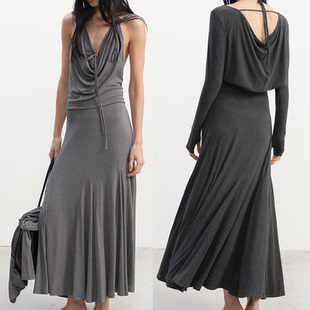 舒适透气 荡领坎肩连衣裙两件套 微收腰鱼尾长裙 WOMEN JCAESAR