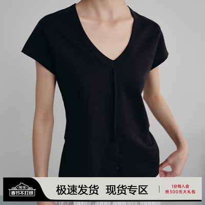 JCAESAR V-NECK TEE V领半开襟短袖 抗皱飞袖 3扣门襟百搭