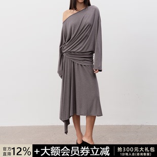 上衣 斜肩长袖 天丝醋酸混纺 不对称 多色 JCAESAR 多层褶皱 WOMEN