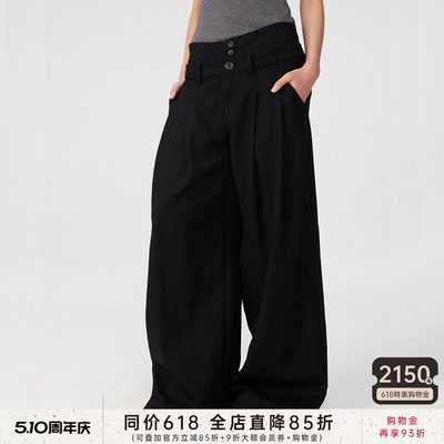 JCAESAR双腰前插袋打褶长裤