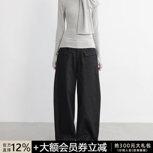 微刀直筒牛仔裤 JCAESAR 反面磨毛工艺 前翻袋弯刀磨毛黑牛 WOMEN