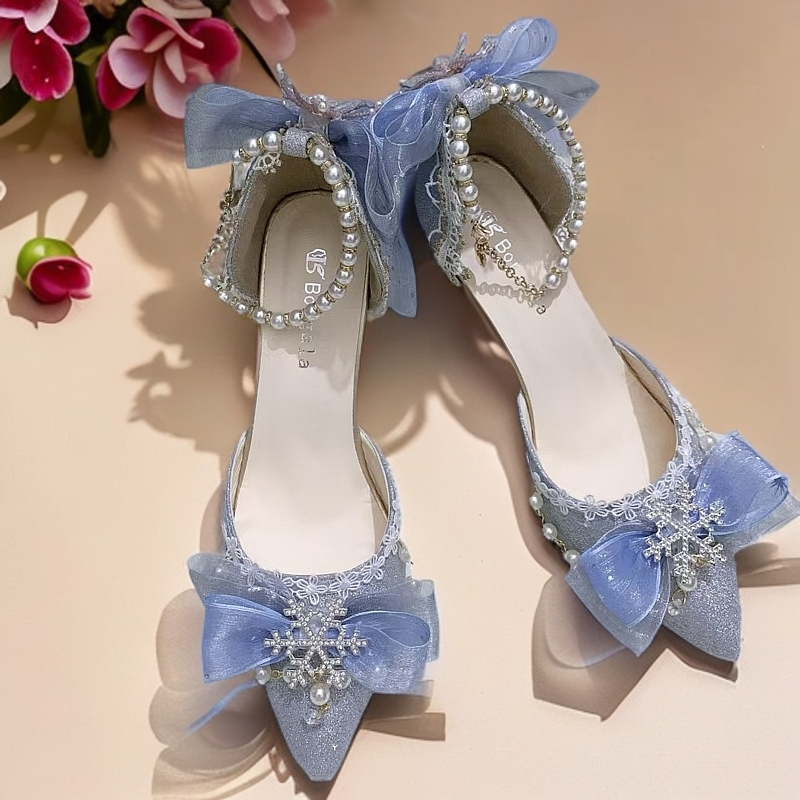蓝色lolita花嫁茶会洛丽塔高跟鞋